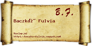 Baczkó Fulvia névjegykártya